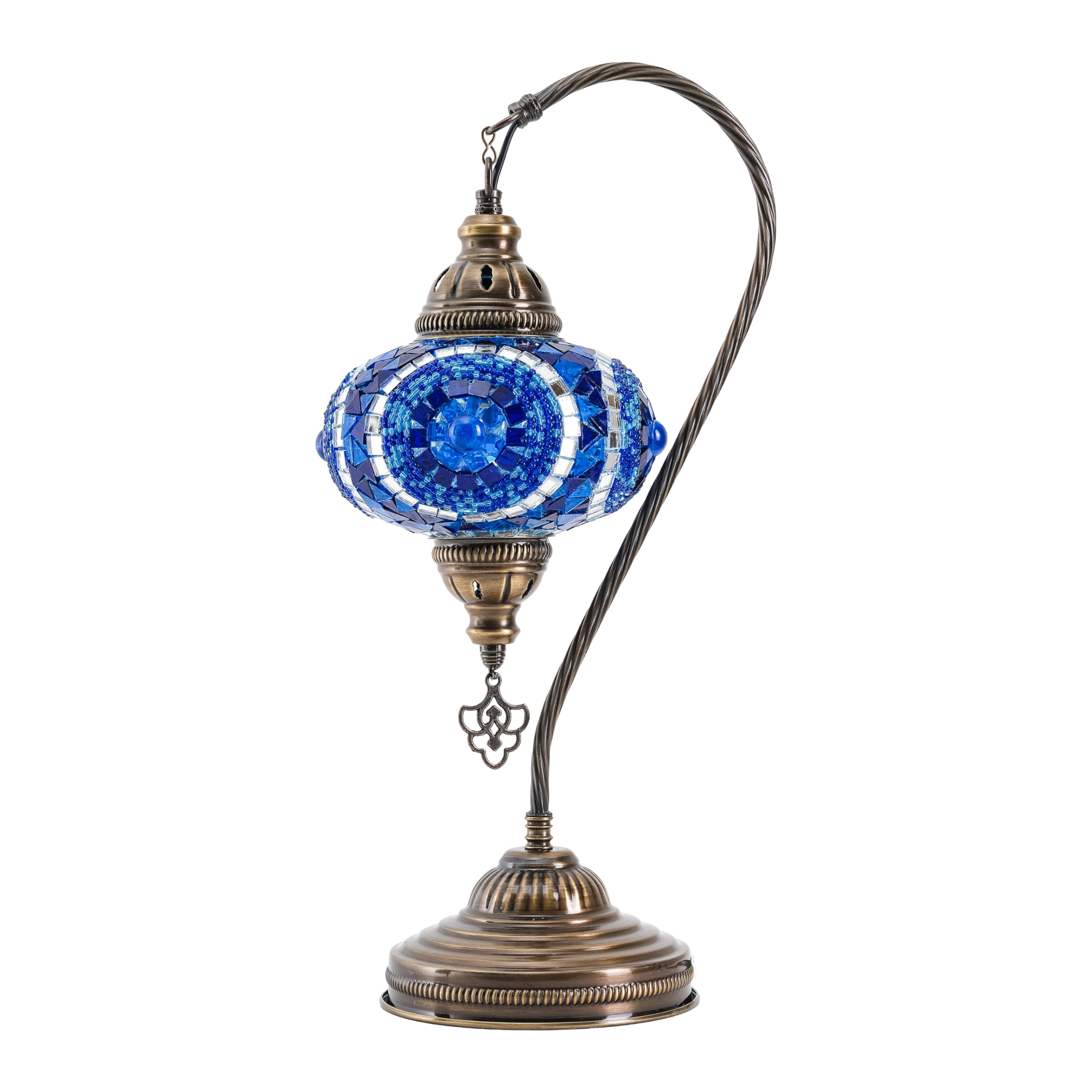Mozaist Handmade Turkish Mosaic Lamp with Bulb – Evil Eye Blue